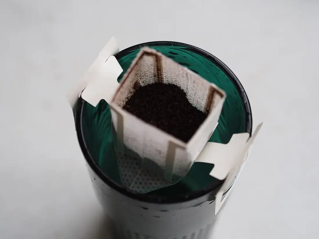 Filter coffee being brewed by hand
